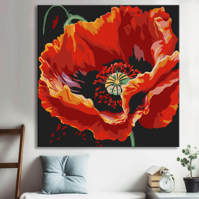 Mohnblüte Malen nach Zahlen