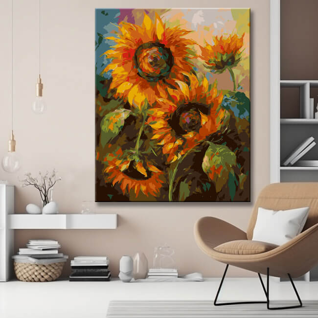 Sonnenblumenpracht Malen nach Zahlen