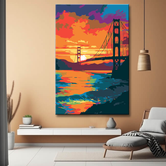 Sonnenuntergang Golden Gate Bridge Malen nach Zahlen