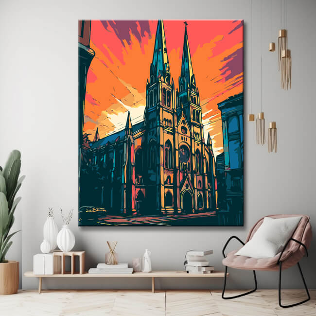 Bunte Kirche Malen nach Zahlen