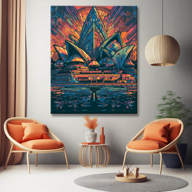 Buntes Sydney Opera House Malen nach Zahlen
