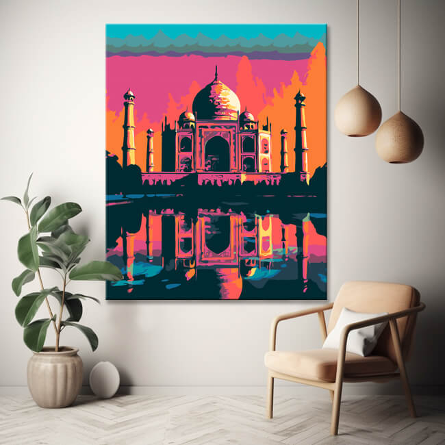 Taj Mahal Pop-Art Malen nach Zahlen