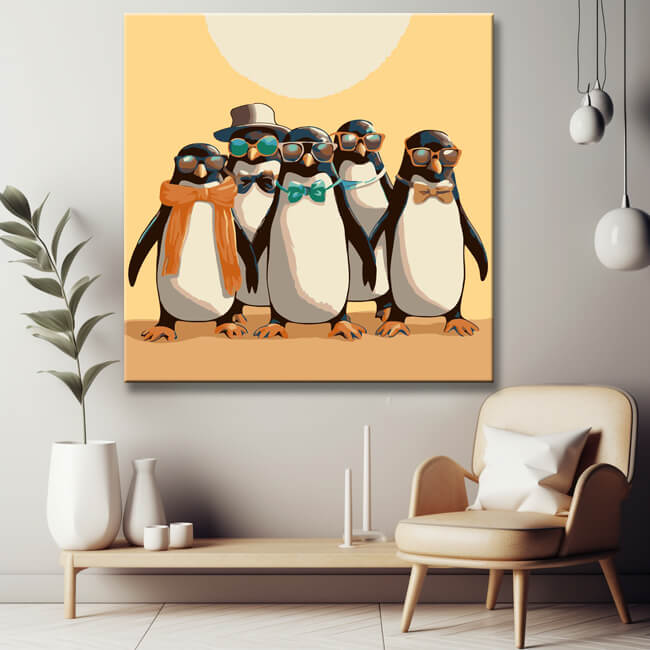 Pinguin-Posse - Malen nach Zahlen