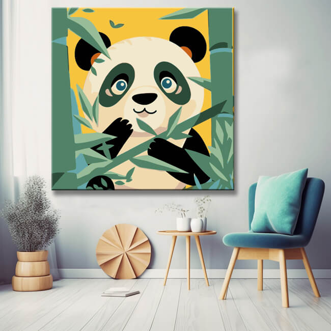 Panda im Bambuswald - Malen nach Zahlen für Kinder