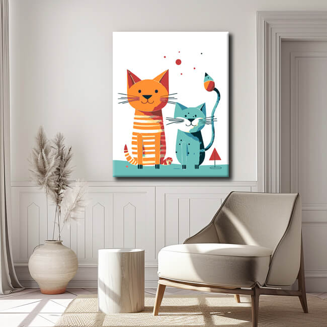 Malen nach Zahlen für Kinder Wandkunst Katzen