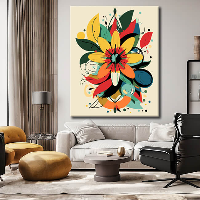 Malen nach Zahlen Moderne BlumenKunst Illustration