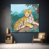 Farbenfrohe Landschaft mit Leopard - Malen nach Zahlen