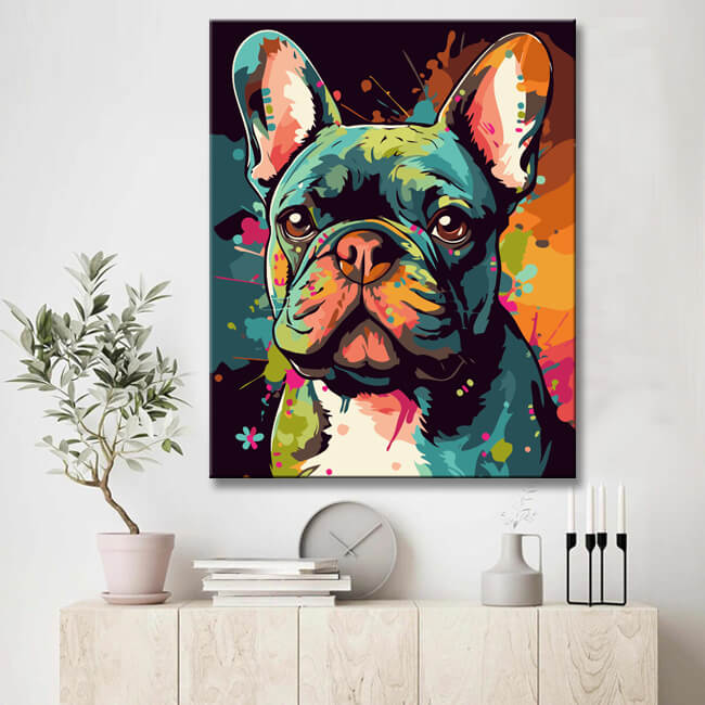 Malen nach Zahlen Tierkunst Malerei Bulldogge klein