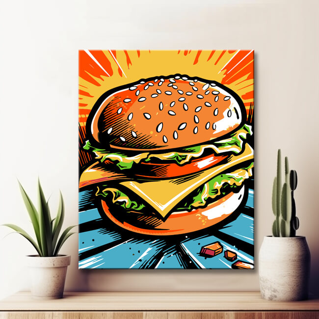 Hamburger - Malen nach Zahlen PopArt Stil
