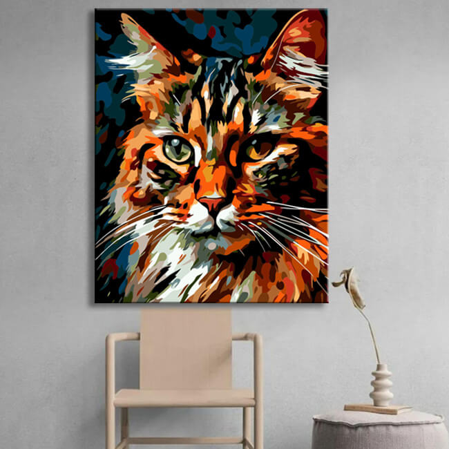 Norwegische Waldkatze im Picasso-Stil Malen nach Zahlen