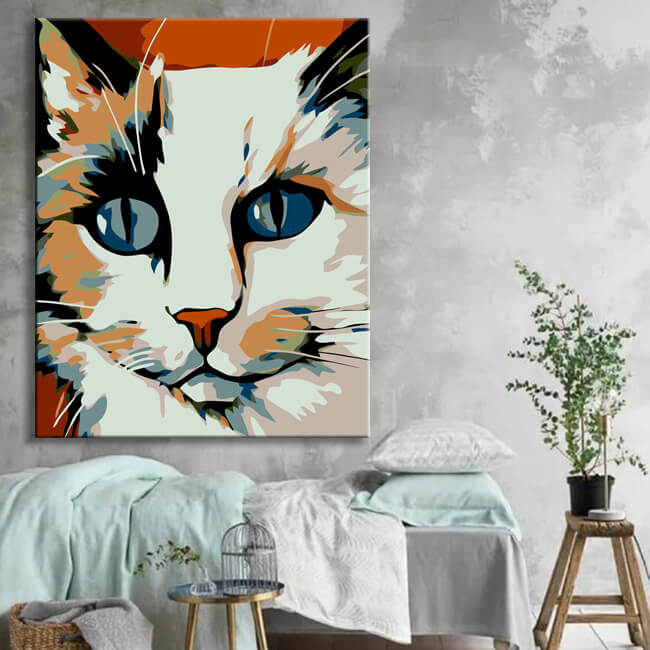 Malen nach Zahlen für Erwachsene - Picasso-Stil Katzenbild