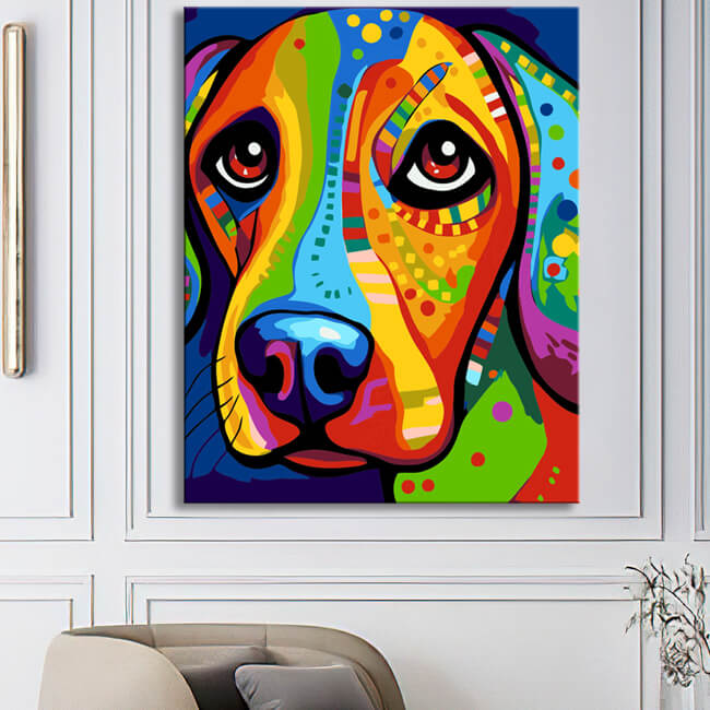 Malen nach Zahlen Bunter Picasso-Hund
