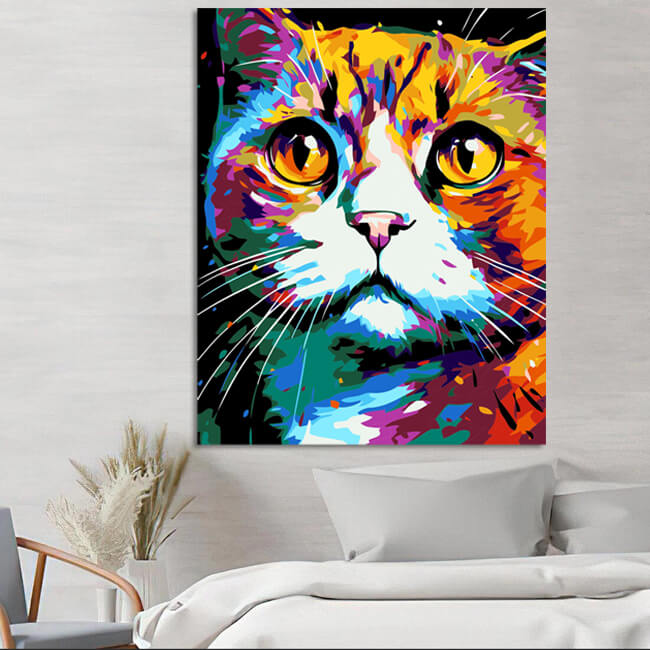 Malen nach Zahlen Scottish Fold Katze im Stil von Picasso
