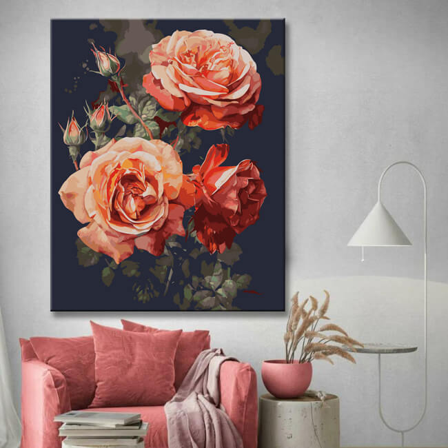 Exquisites Aquarell-Rosen Kunstwerk: Malen nach Zahlen Kunst