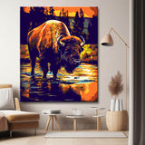 Bison beim Wassertrinken Malen nach Zahlen