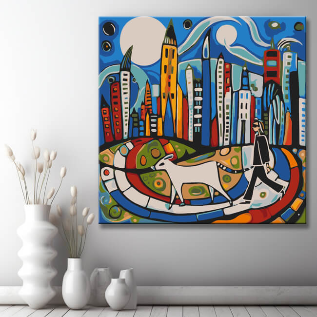 Hundertwasser Häuser Malen nach Zahlen Kunst