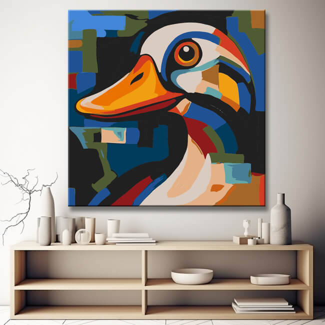 Bunte Ente Malen nach Zahlen Tierkunst