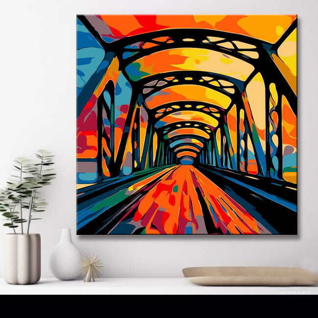 Fahrt über eine Brücke - Malen nach Zahlen Abstrakt