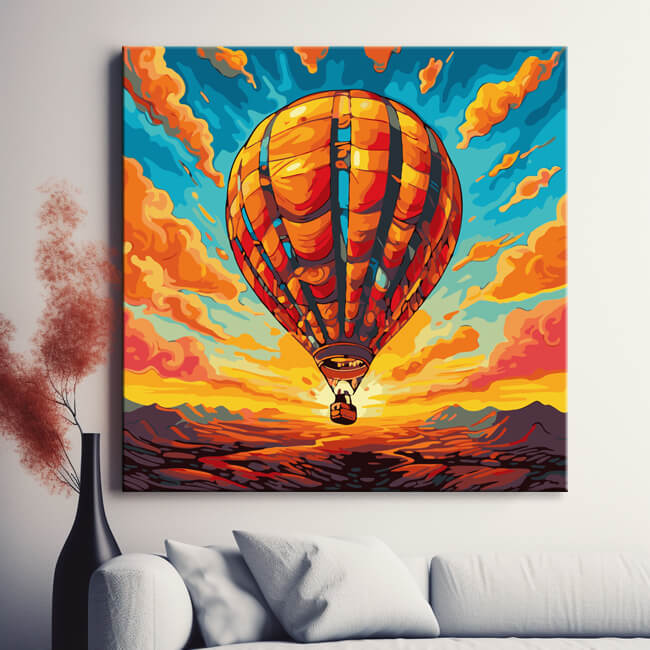 Ballon im Sonnenuntergang Malen nach Zahlen