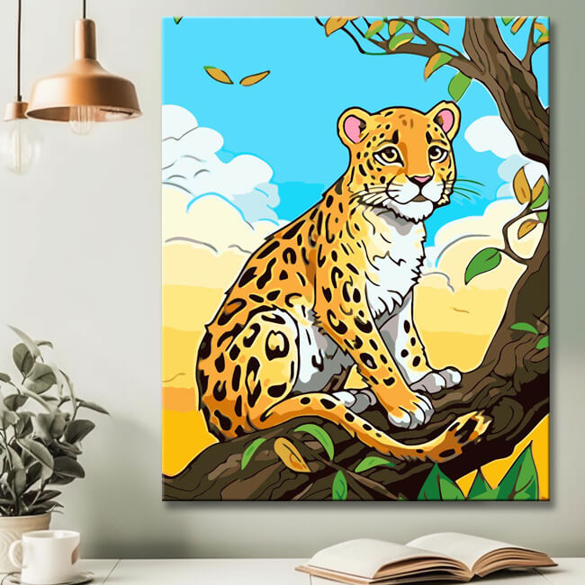 Kleiner Leopard Kindermtoiv Malen nach Zahlen