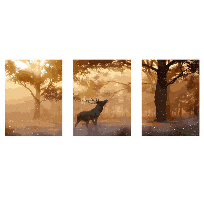 Malen nach Zahlen Triptychon wild fruhnebel
