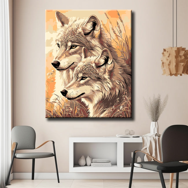 Malen nach Zahlen Tierkunst Wolfspaar Porträt