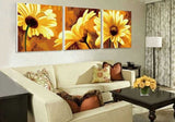 Malen nach Zahlen Triptychon Blume gelbe gerbera