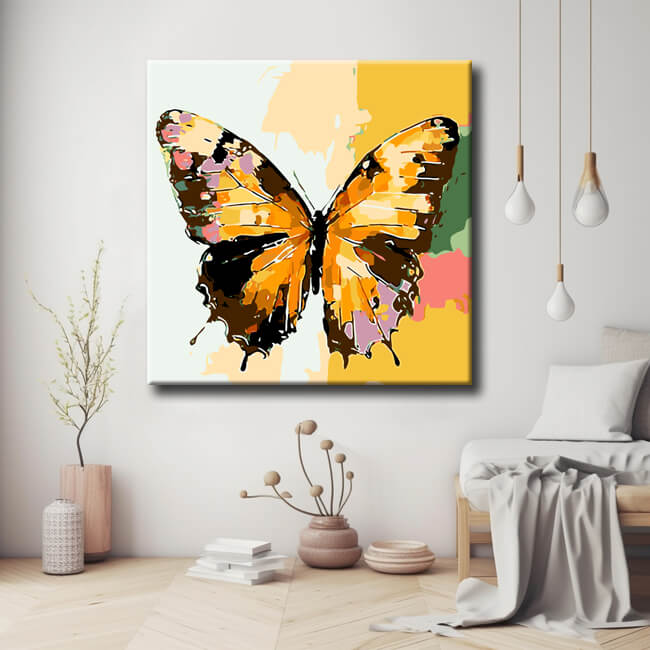 Malen nach Zahlen Schmetterling gelb orange