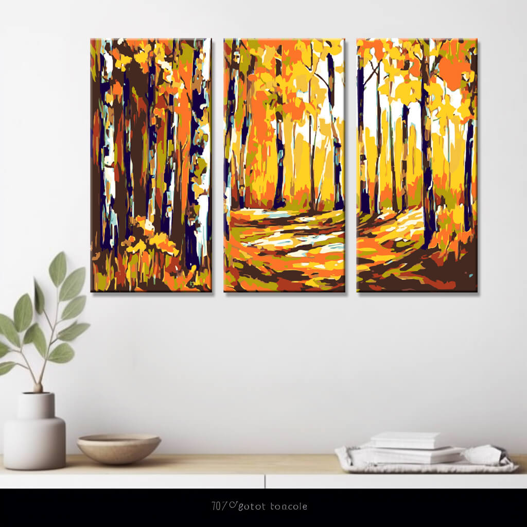 Malen nach Zahlen Birkenwald - 3-teilig (Triptychon)