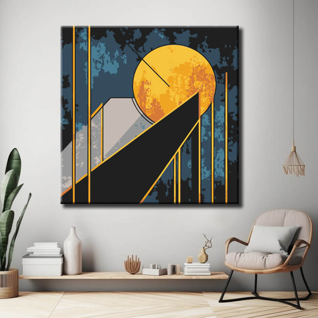Malen nach Zahlen Abstrakte Kunst Goldener Vollmond