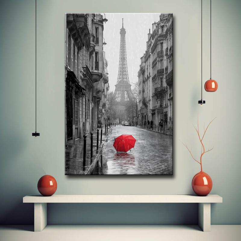 Malen nach Zahlen Paris roter Regenschirm