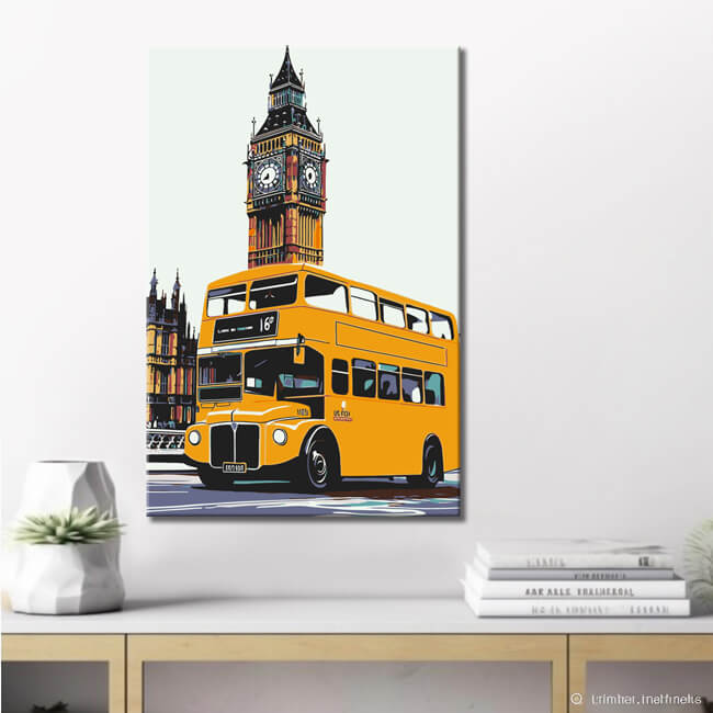 Malen nach Zahlen London Gelber Bus Big Ben