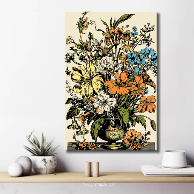 Malen nach Zahlen Blumenstrauss in Vase