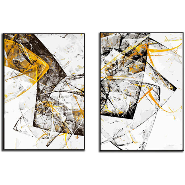 Malen nach Zahlen Duo schwarz weiss gelb-Moderne Kunst