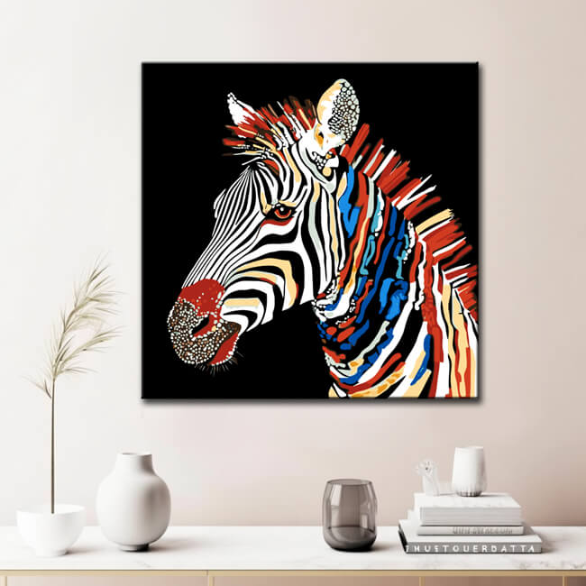Malen nach Zahlen Zebra bunt schwarz