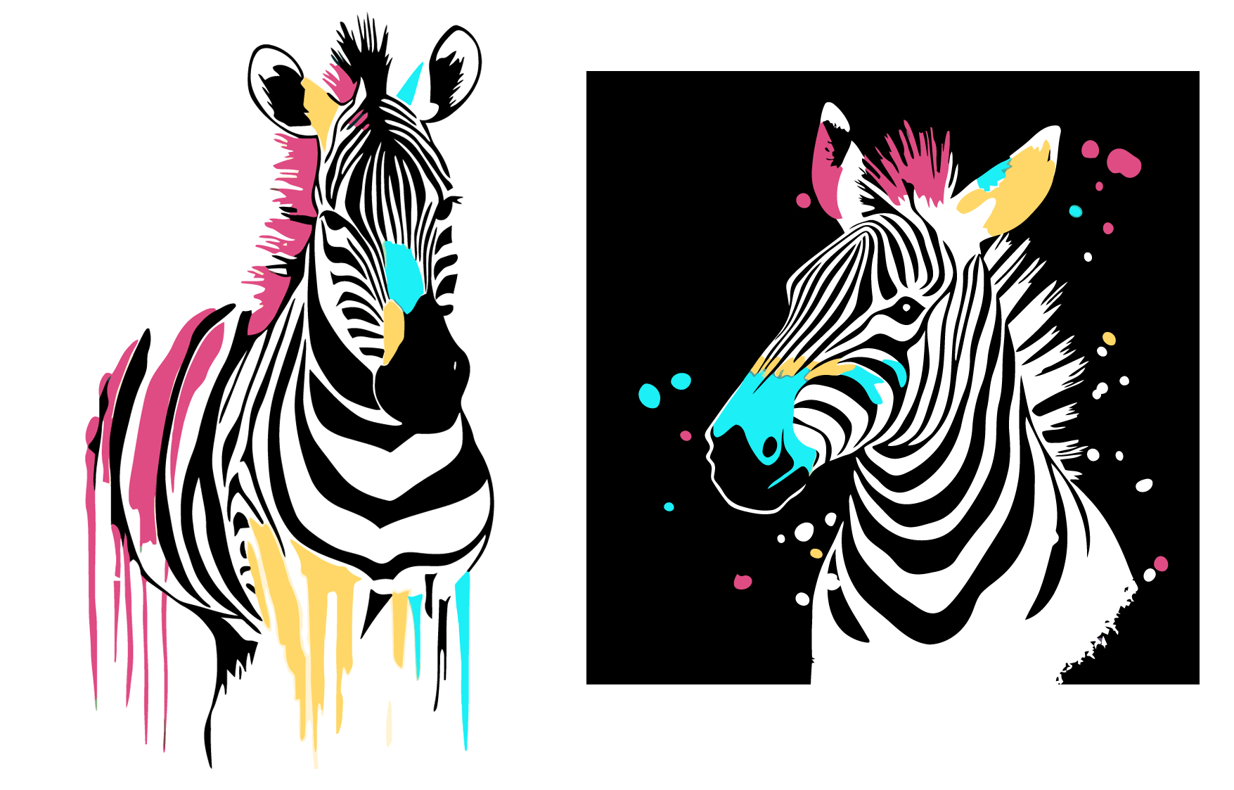 Malen nach Zahlen Zebra Kleckse Zebra Kleckse weiß