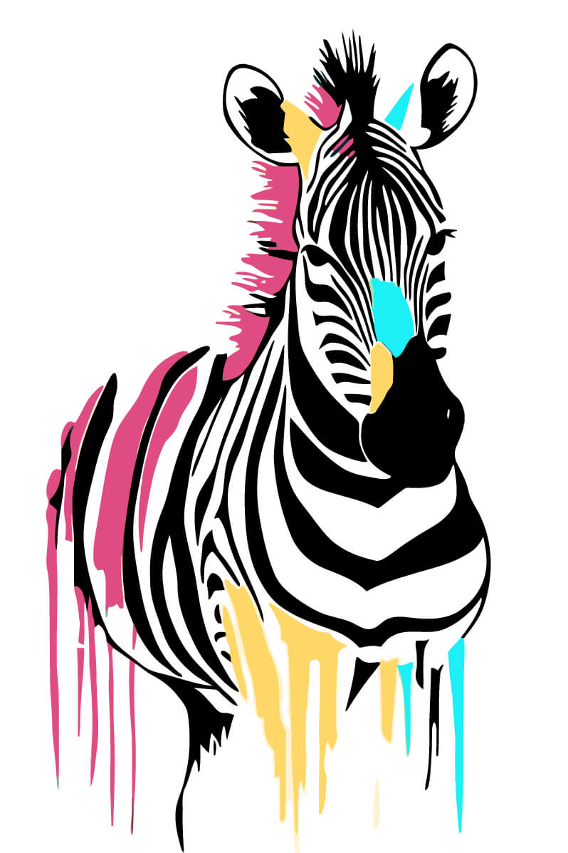 Malen nach Zahlen Tiere Zebra Kleckse weiß