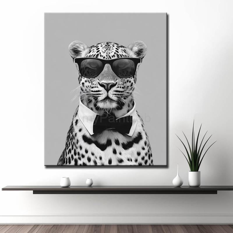 Malen nach Zahlen Cool Leopard schwarz weiss