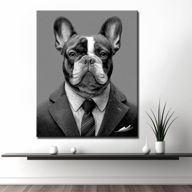 Malen nach Zahlen Hund Business schwarz weiss