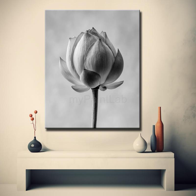 Malen nach Zahlen Blume schwarz weiss