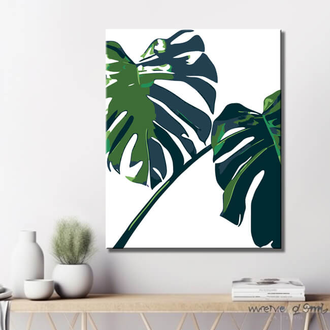 Malen nach Zahlen Monstera Blätter Grün Pflanzenkunst