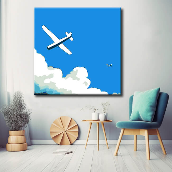 Malen nach Zahlen Flugzeug über Meer