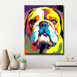 Malen nach Zahlen Bulldogge Portrait bunt