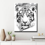 Malen nach Zahlen Tiger Portrait schwarz-weiß