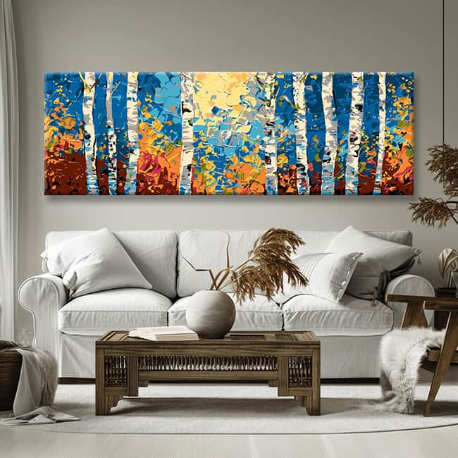Painting by Numbers Panorama Colorful Birch forest I