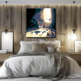 Malen nach Zahlen Abstrakt Leerer Stuhl am Fenster mit Vögeln