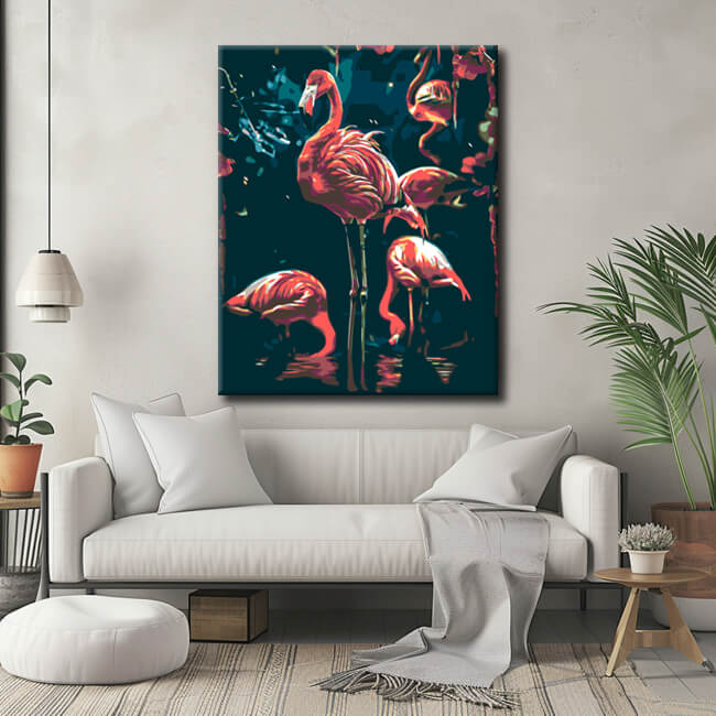 Malen nach Zahlen Der leuchtende Flamingo