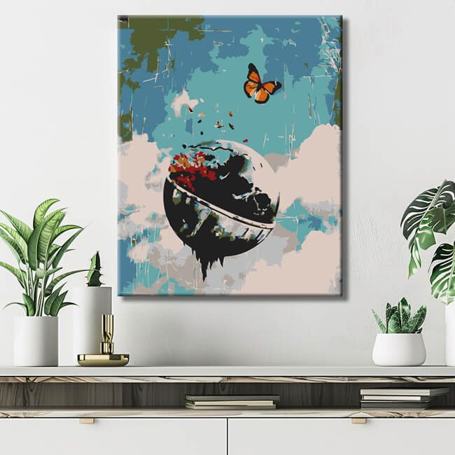 Malen nach Zahlen Moderne Kunst Schmetterling im Himmel